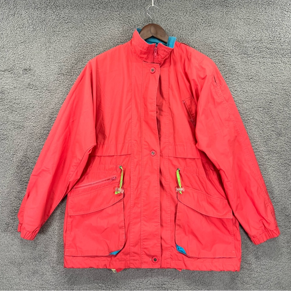 London Fog Jacket Utility Multi Pocket Pink Women Size Large